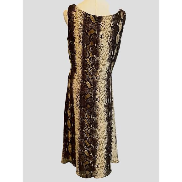 Donna Morgan‎ 100% Silk Dress Size 10 Earthy Animal Print Snakeprint Python Y2K - Picture 4 of 9
